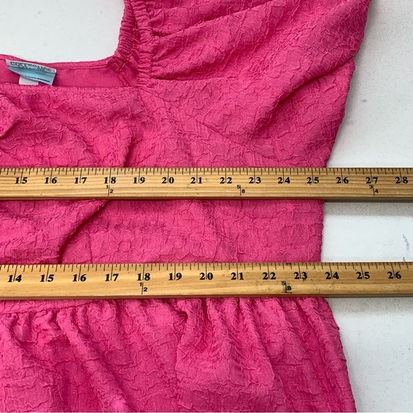 Future Collective Top Woman 3X Pink Boho Empire Puff Sleeve Square Neck Key Hole - Picture 9 of 10